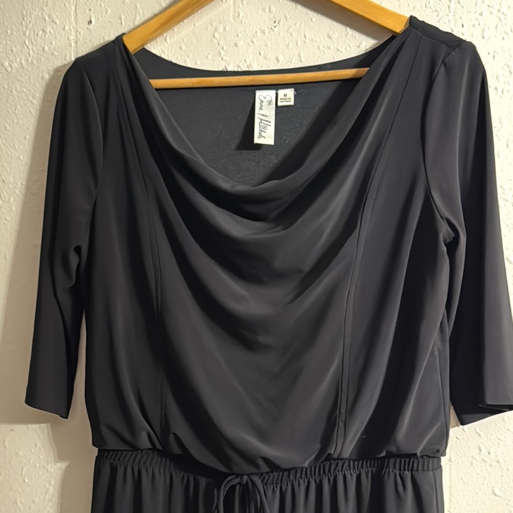 Emma & Michele Black Draped Romper - Picture 3 of 8